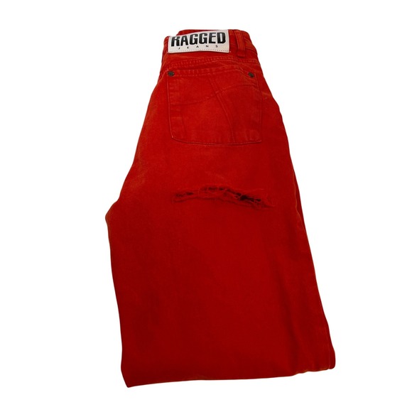 Ragged Jeans Red Denim‎ Jeans Womens Size 26 High Waist Distressed Retro - Picture 10 of 11
